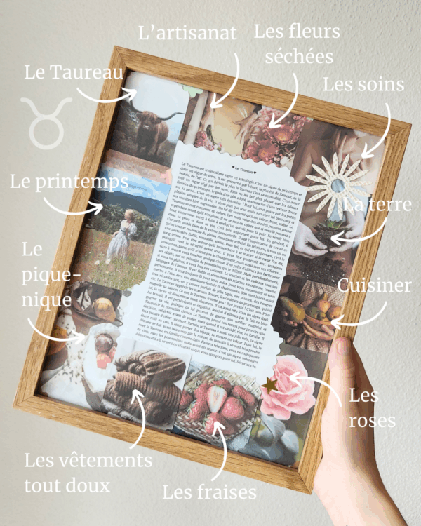 cadre signe taureau scrapbooking moodboard