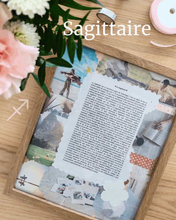 Cadeau signe Sagittaire - Cadre scrapbooking